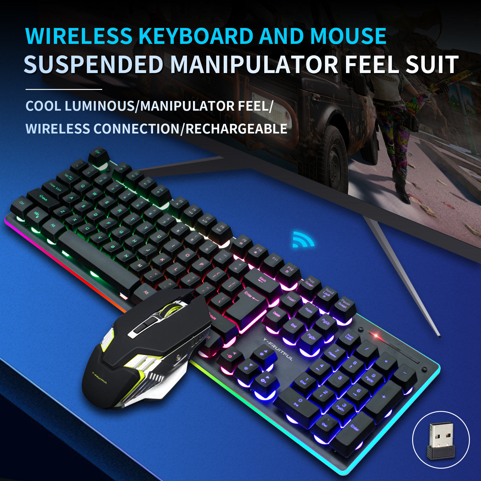 104 Keys RGB Computer Wireless - огляд і ціна Gaming Keyboard Mouse Combo