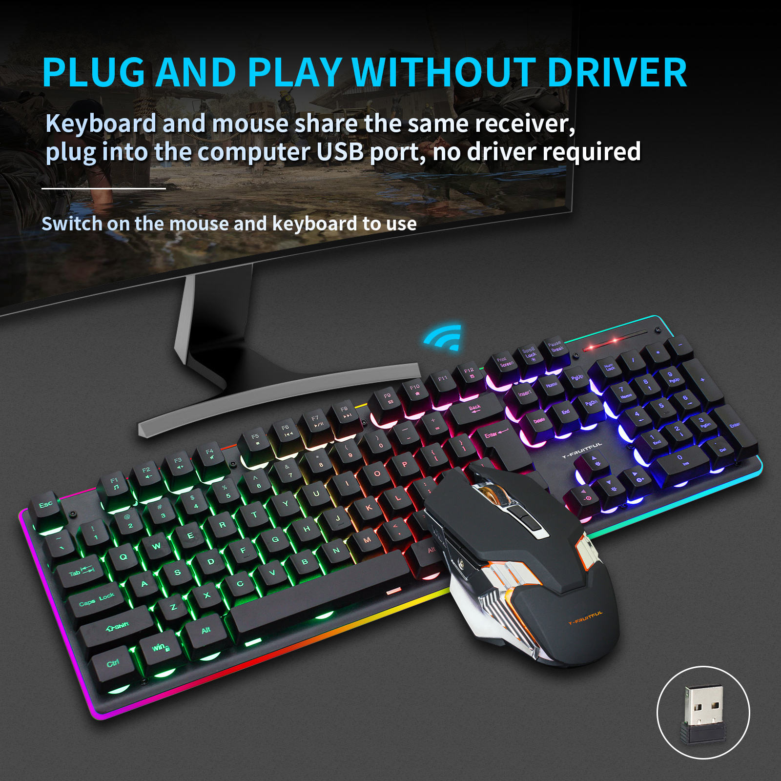104 Keys RGB Computer Wireless - огляд і ціна Gaming Keyboard Mouse Combo