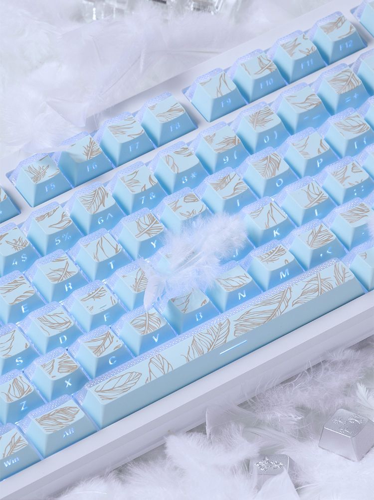 Feather Pattern 97 Keycaps Che - огляд і ціна Gaming Keyboard Tkl
