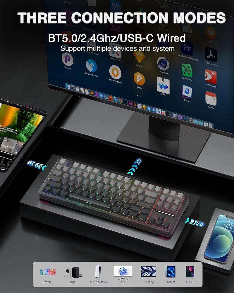 Aula F87 Wireless Mechanical K - огляд і ціна Gaming Keyboard Tkl